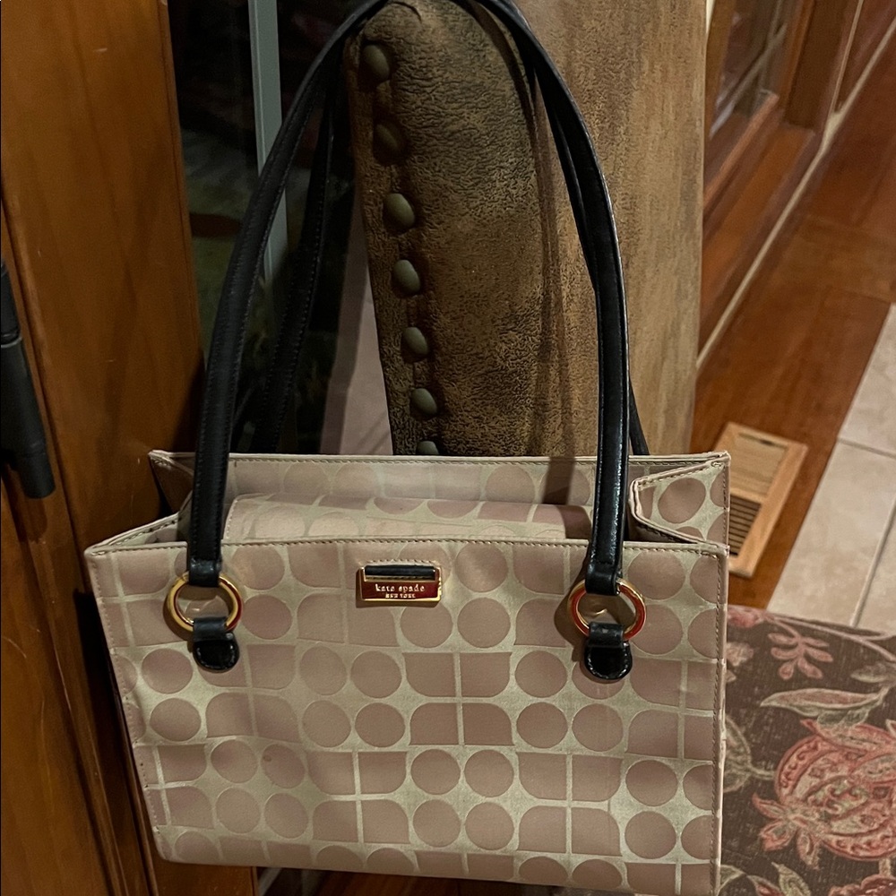 Kate Spade Geometric Beige and Black Shoulder Bag